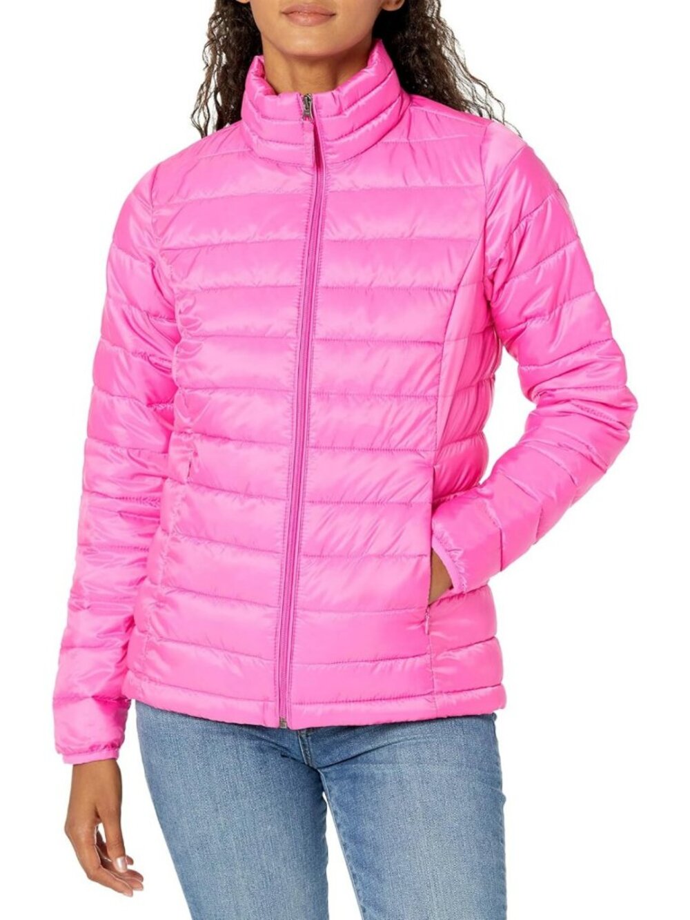 Lightweight Long-Sleeve Water-Resistant Packable Puffer Jacket, Plus Size